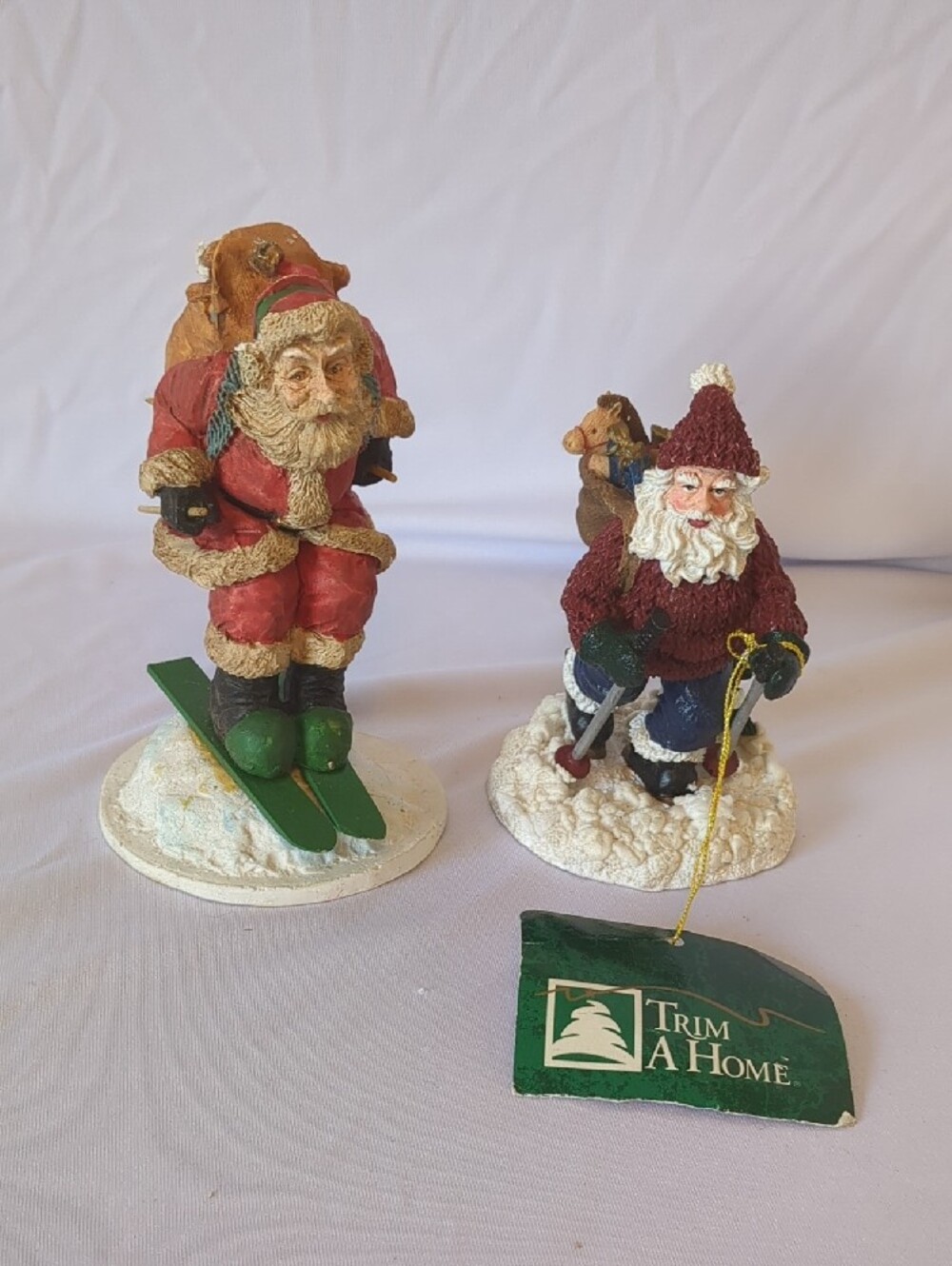 Skiing Santa Figurines Set of 2 Christmas Decor Vintage Trim A Home Misc